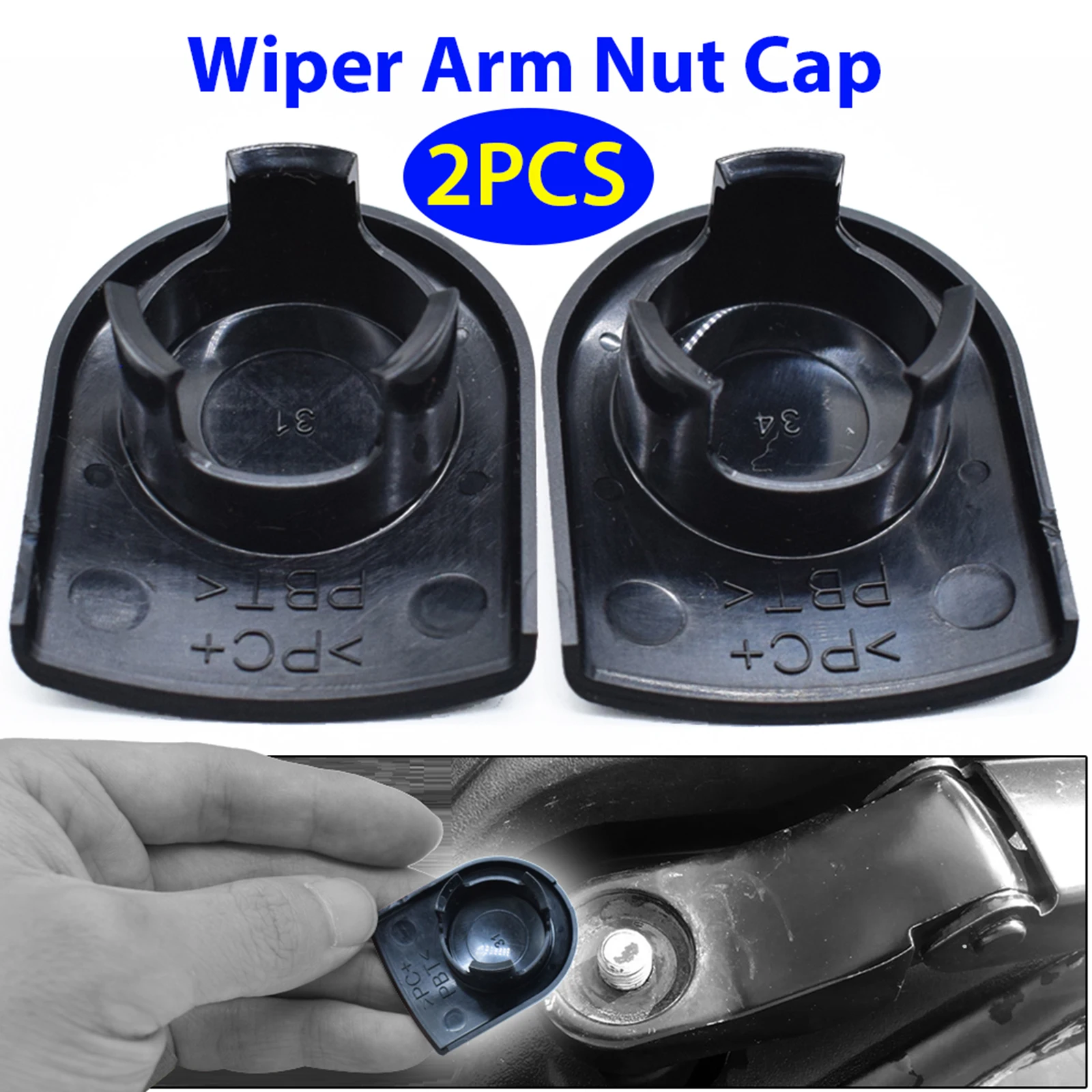 2x Wiper Arm Nut Cap Covers Windshield For Chevrolet Camaro Corvette Impala Limited Equinox Malibu Traverse GMC Acadia Terrain