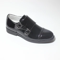 Neue Kinder Leder Schuhe Jungen Arch Unterstützung Doppel Schnalle Rutschen Einstellbare Schwarz Formale Anzug Schuhe Hochzeit Seite Schule Prom Smart