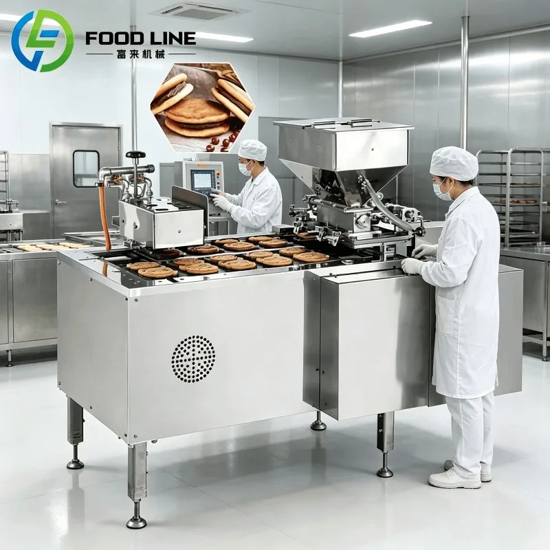 Customized full automatic dorayaki production line pancake forming stuffing machine for large scale food manufacturing plant