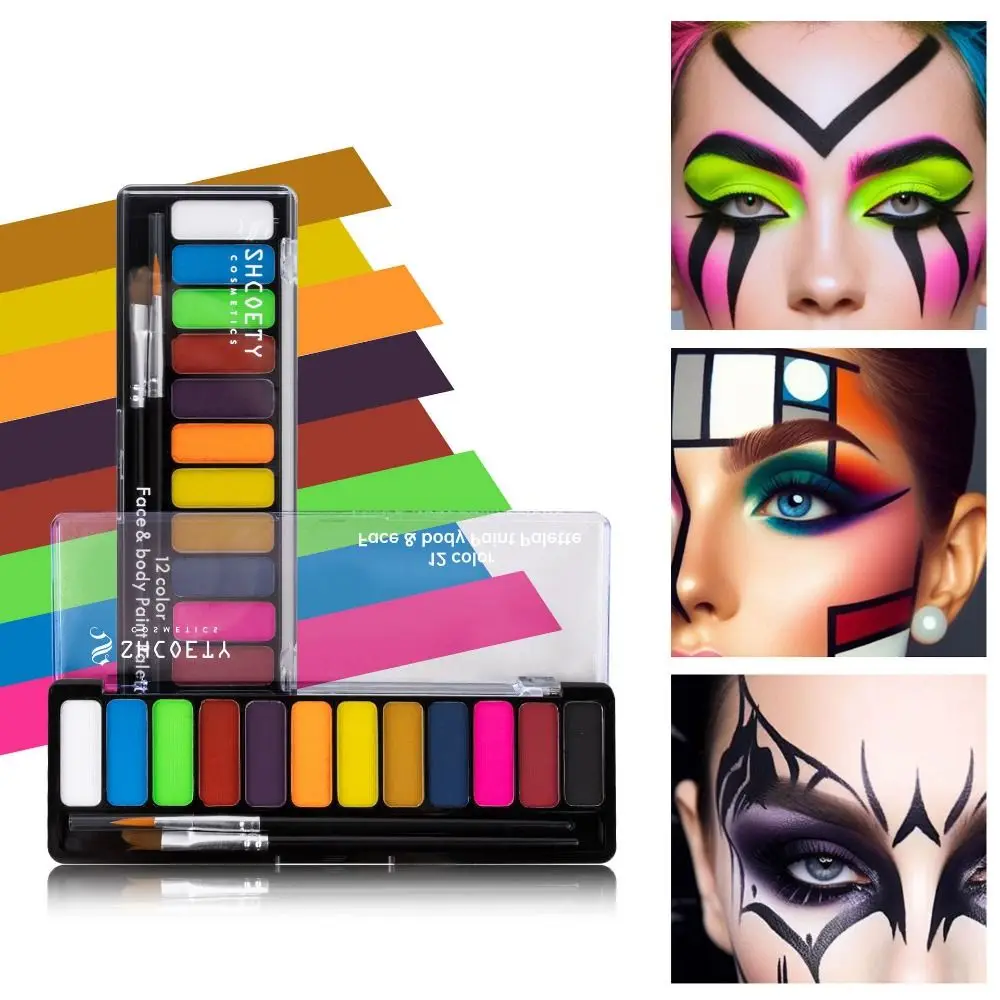 

Colorful Body Face Painting Kit Non-toxic Waterproof Halloween Makeup Tool with Brushes Easy To Clean Body Art Painting