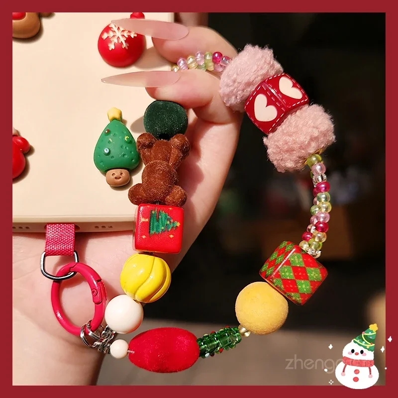

Рождественская подвеска-цепочка для мобильного телефона, женская красочная нить из бисера на запястье, уникальный и нишевый, портативный и противоударный, новый стиль