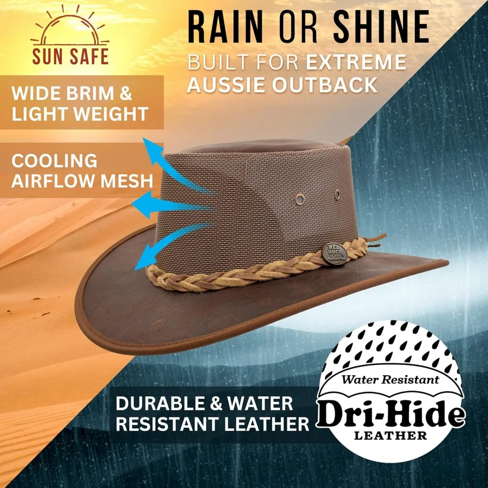 Australian Kangaroo Leather Outback Hat - Foldable, Travel Bag Included, Handcrafted in Australia