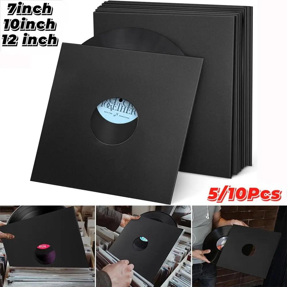 New 7/10/12 Inch Vinyl Record LP Jackets Kraft Paper Black Cardboard Vinyl Record Covers Album Covers