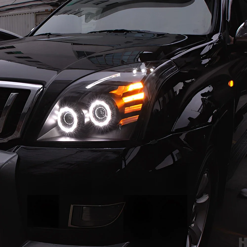 Modified Car Front Lamps Assembly For Toyota Prado 2004-2009 LED Auto Headlight Angel Eyes Style Projector Lens Accessories