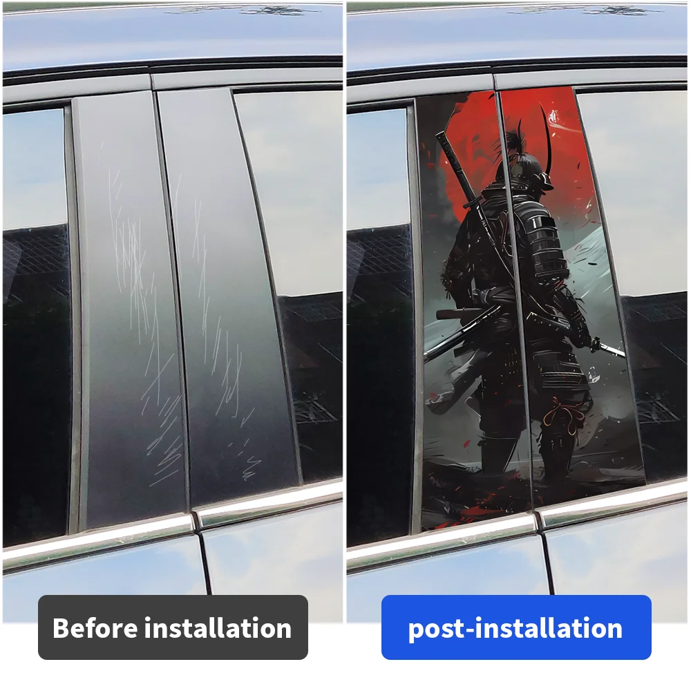 サムライ-車のビニールステッカー、車のセンターピラー用の装飾アクセサリー、防水、車用