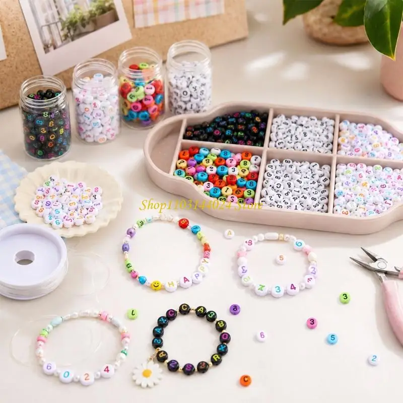 N5KE Acrylic English Letter Beads with Through-Hole Design for Stringing