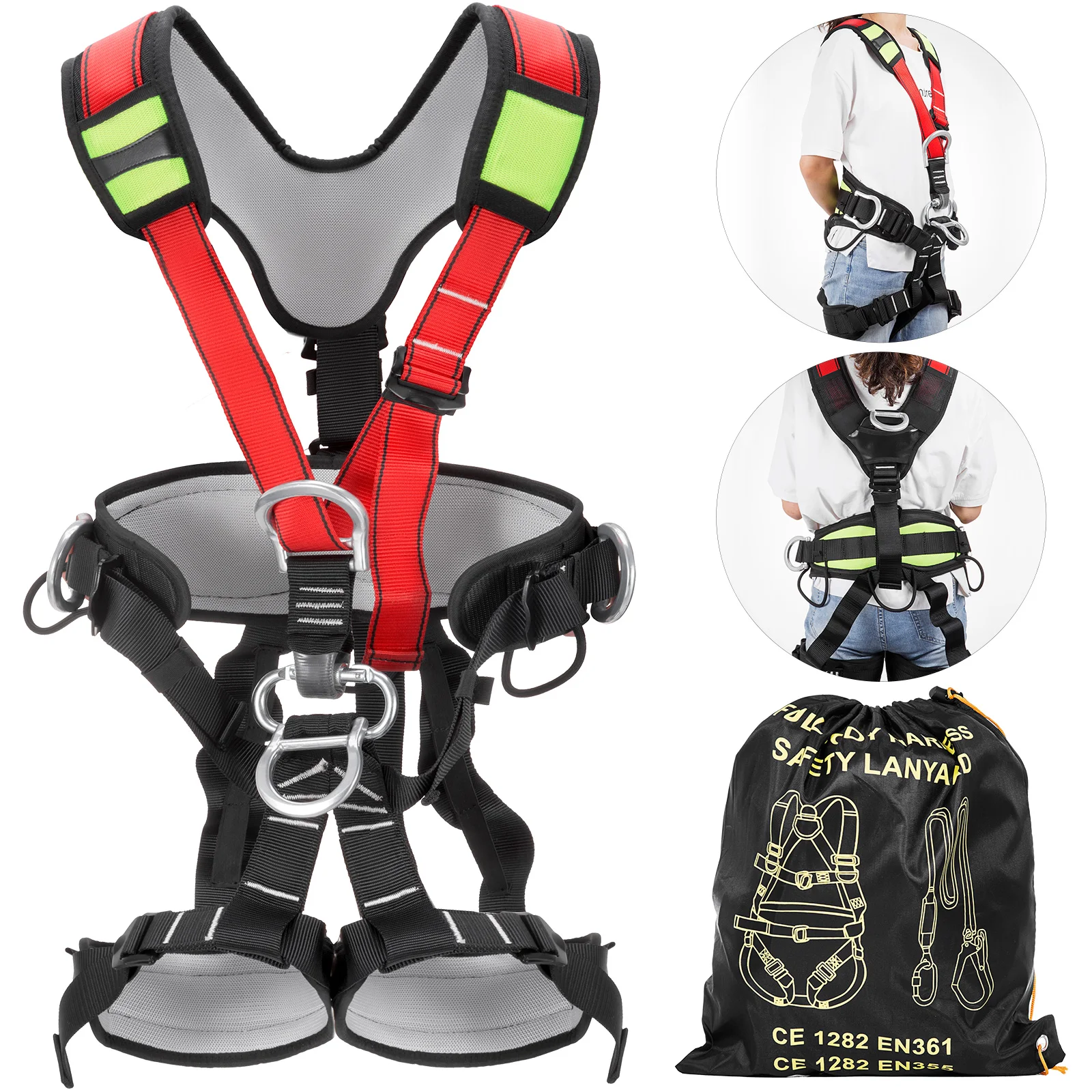 VEVOR Safety Climbing Harness Protection Rock Climbing Equipment Suitable For Climbing Floors Roof Work  Outdoor Expansion Belt