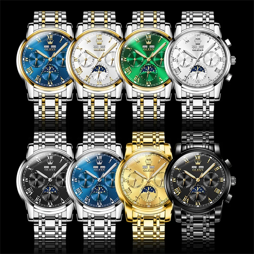 OLEVS 6692 Original Luxury Men's Wristwatch 24 Hour Moon Phase Perpetual Calendar Automatic Mechanical Watches for Man view 6