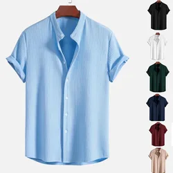 Men's New Summer Short-sleeved Solid Color Shirt