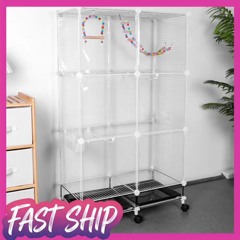 

Металлическая клетка для птиц на колесиках с поддоном, качелями и лестницей для попугаев, корелл, конуров, волнистых попугайчиков, канареек, фиников