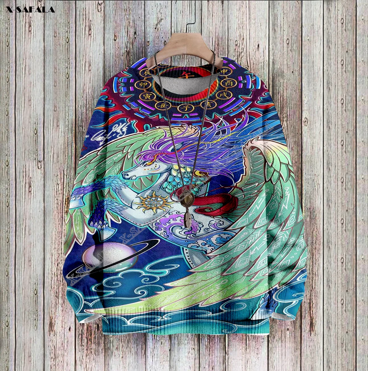 

Horse Unicorn Zodiac Trippy Amazing 3D Printed Ugly Sweater Christmas Gift Men Female Winter Knitted Cotton Xmas Warm