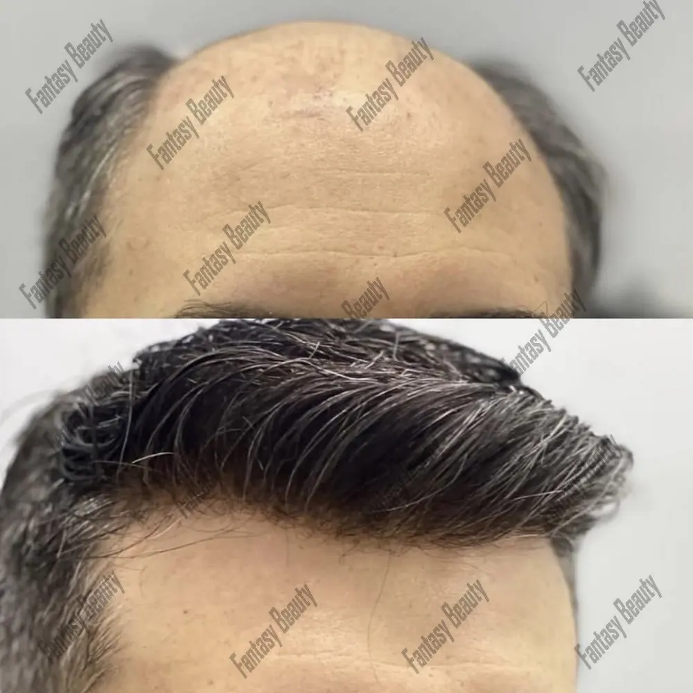 Натуральный парик Hairline из человеческих волос, мужской парик из микрокожи, супер прочный тонкий парик из искусственной кожи для мужчин 1b40 1B8 0, серый и коричневый капиллярный протез