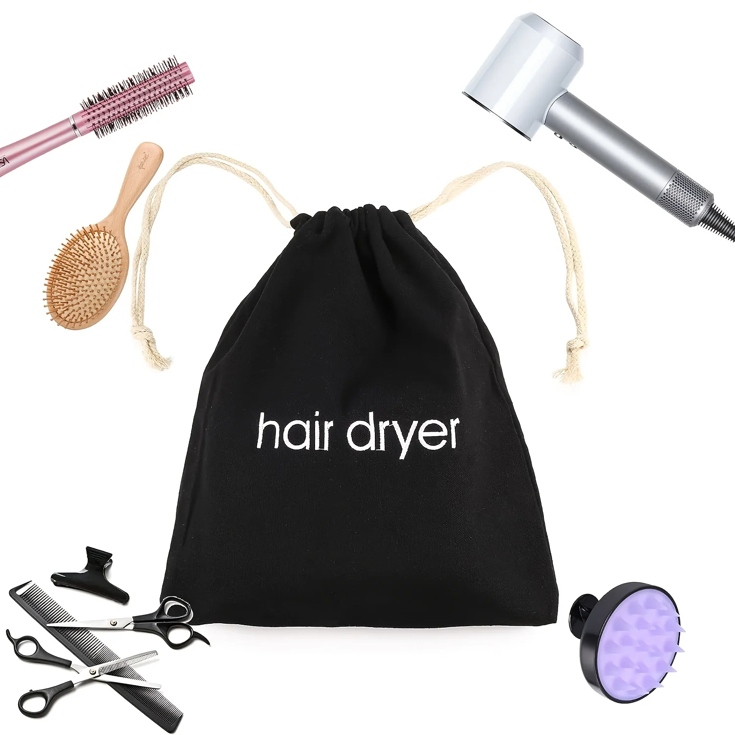 1pc Dust-proof hair dryer portable bag, foldable drawstring opening storage bag, dust-proof and scratch-proof, suitable for busi