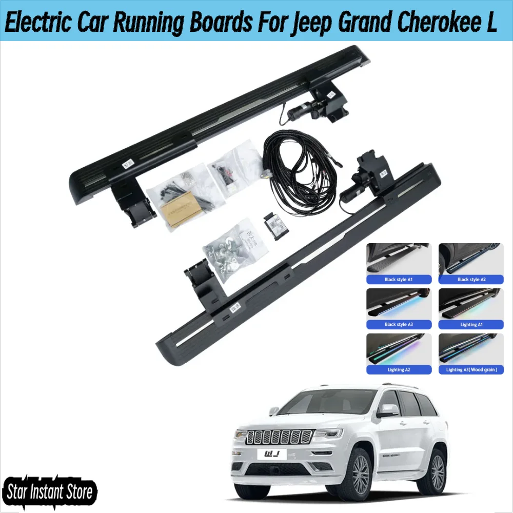 

Автоматические выдвижные подножки для Jeep Grand Cherokee L 2012-2025, электрические боковые ступеньки со светодиодной подсветкой, противоскользящая педаль