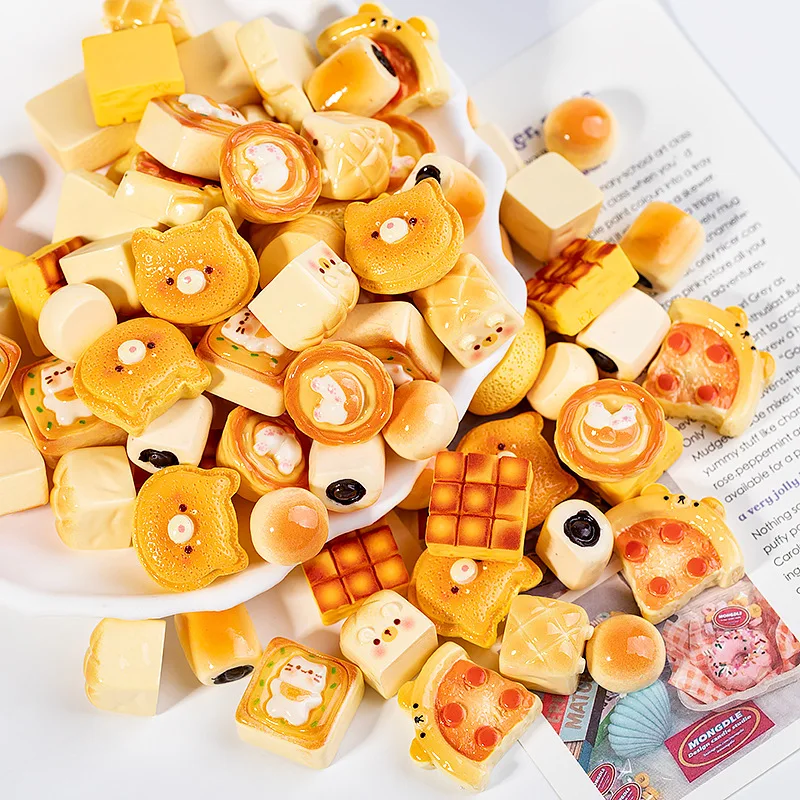 SW42 10pcs DIY Design Sense Patch Cute Material Resin Accessories Exquisite Simulation Egg Tart Bread DIY Cream Glue Phone Case