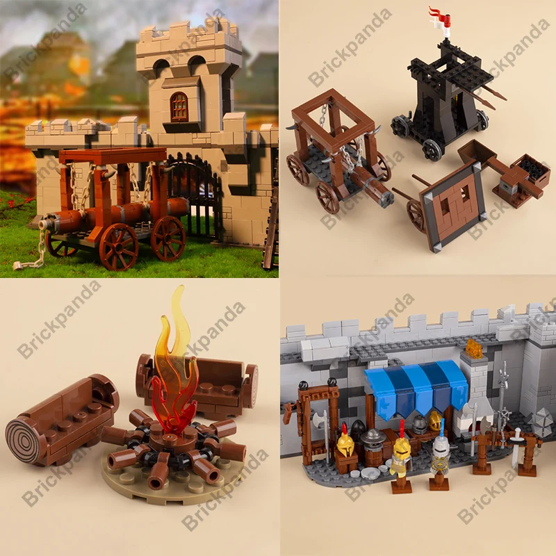 Medieval Age Castle Royal King's Knight Rome Spartacus Chariot Siege Engine Model Building Blocks Bricks Toys for kids Gifts