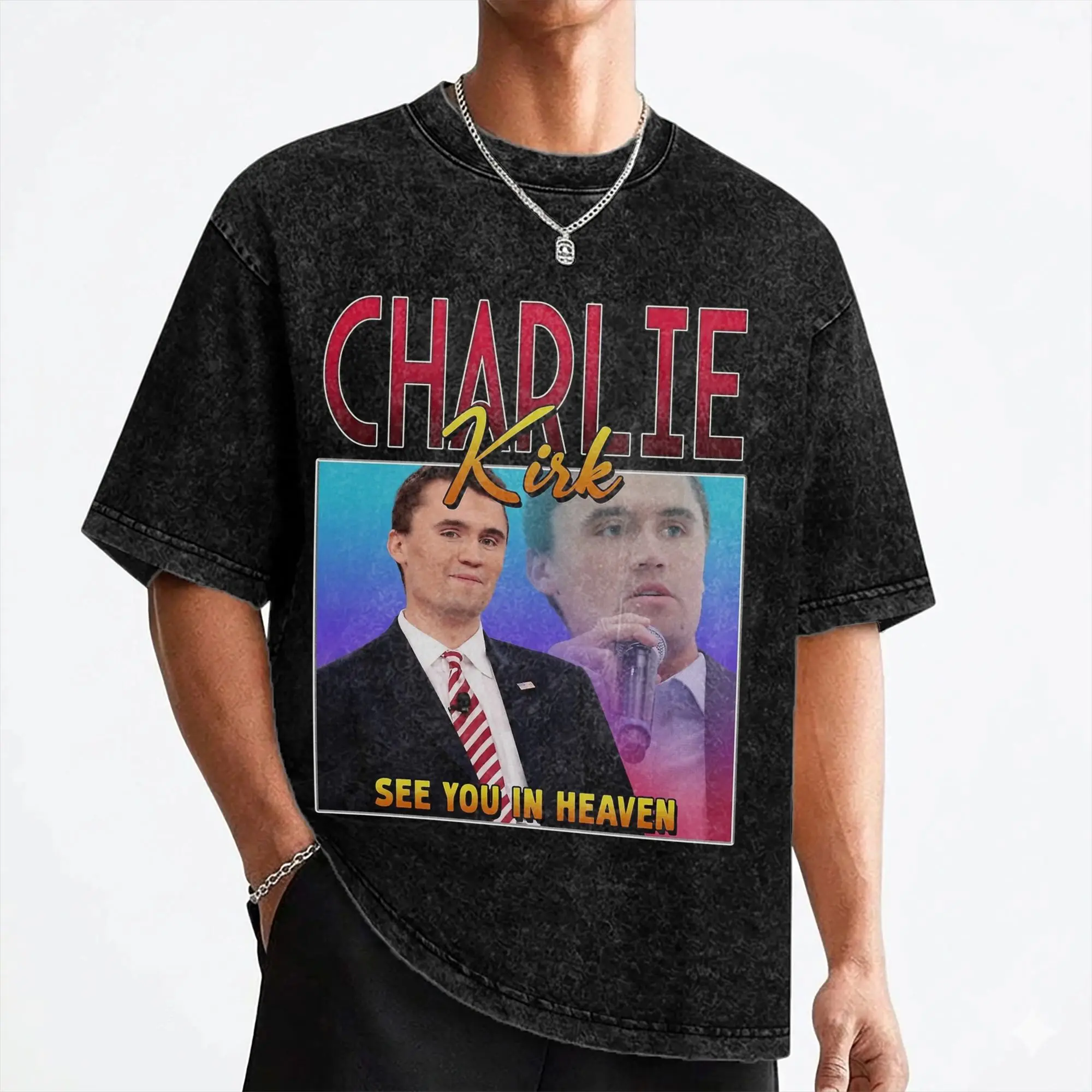 Charlie Kirk Quote T Shirts Washed Cotton High Street T-Shirt  Novelty for Men Women Streetwear Graphic Tops Tees
