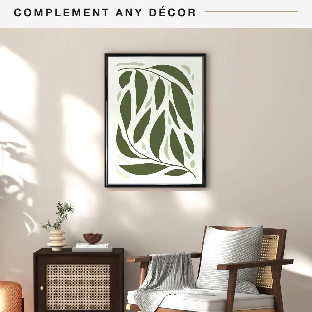 إطار ملصق أسود كبير اللمعان مقاس 24 × 32 - معلق على الحائط عموديًا/أفقيًا للصور والفن والألغاز