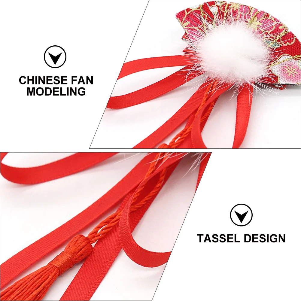 

1Pair Retro Chinese Style Girl Hair Clips Fan Modeling Tassel Decor Elegant Hair Accessories for Party Daily Wear