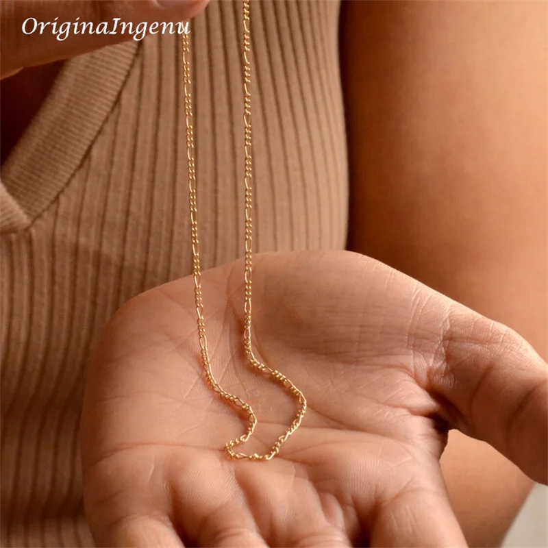 Naszyjnik łańcuch Figaro z daszkiem 14K złota Boho Choker naszyjnik minimalistyczna biżuteria naszyjnik odporny na ścieranie