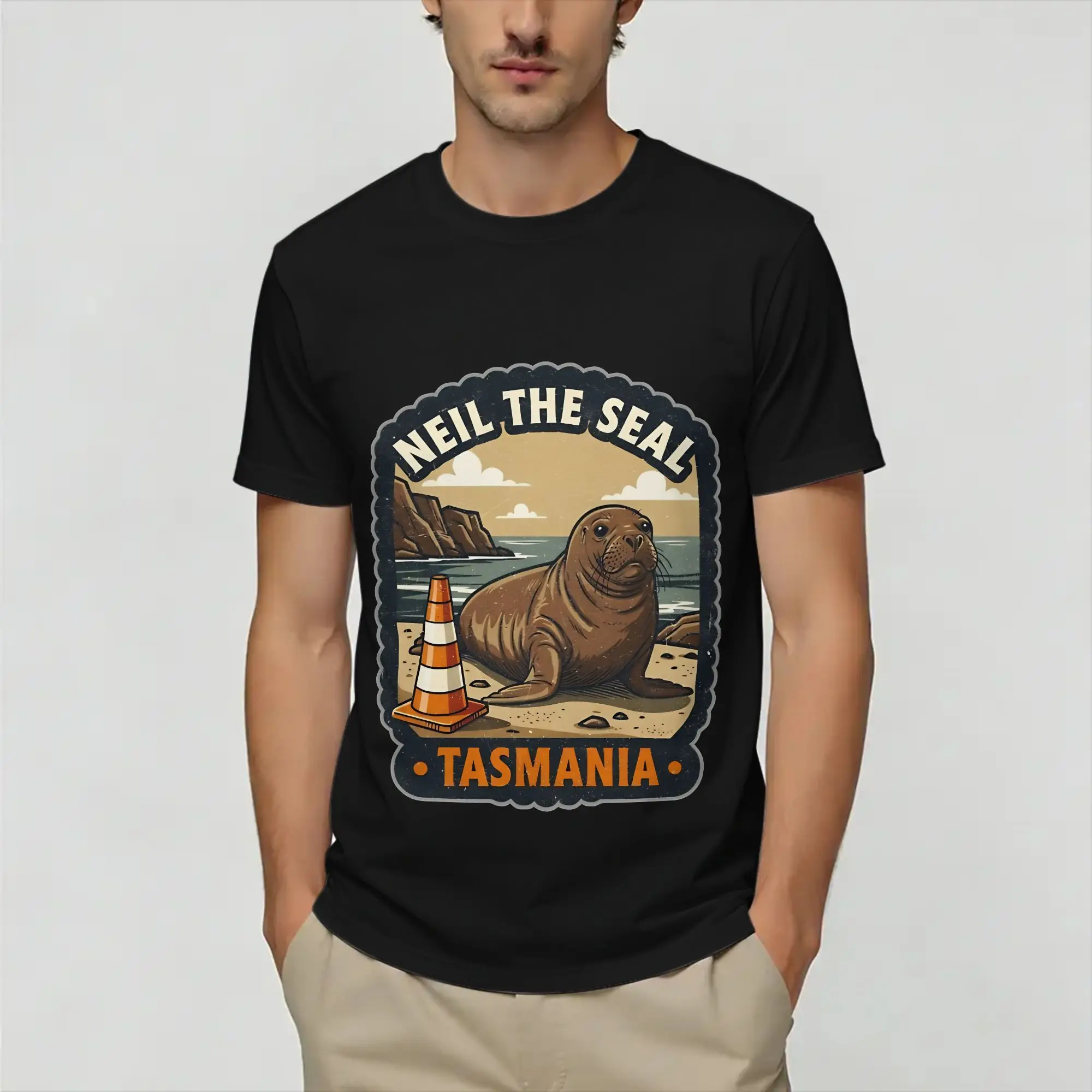 Neil the Seal  Men's T Shirt  Awesome Tees Short Sleeve Crew Neck T-Shirts 100% Cotton Graphic Printed Clothes