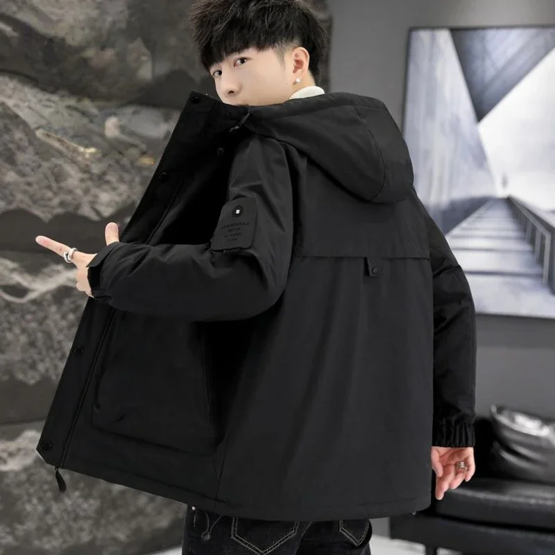 Winter Down Jacket Men White Duck Down Cargo Jacket Multi-pocket Zipper Coat Warm Windproof Windbreaker Luxury Brand Men Clothes