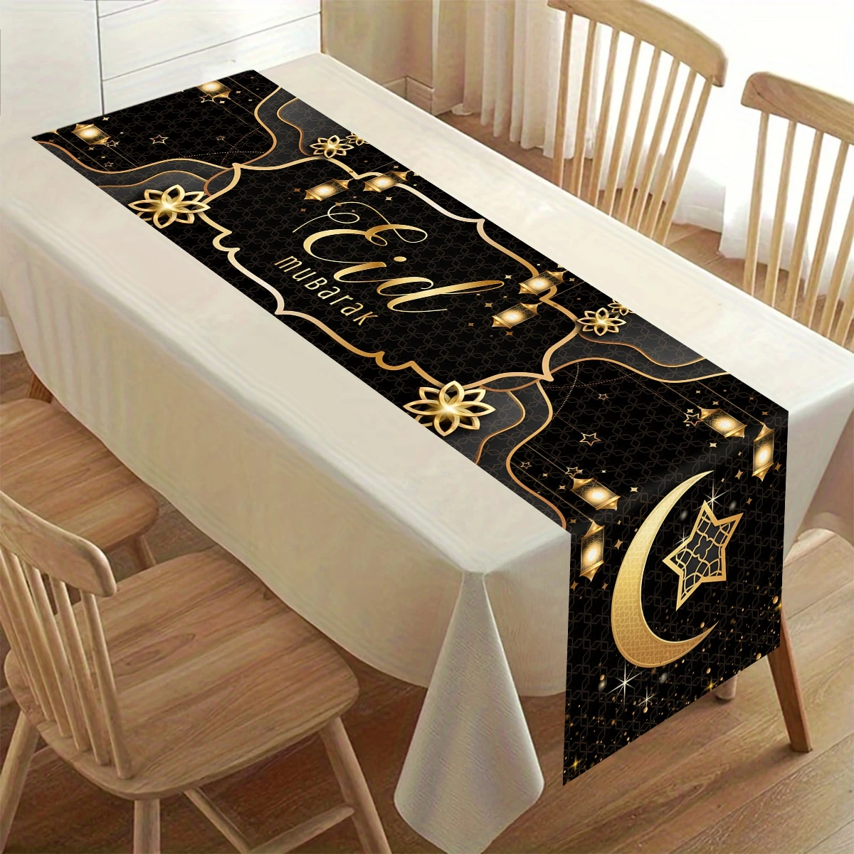 Eid Mubarak Table Runner Ramadan Decoration For Home Kitchen Table 2026 Ramadan Kareem Islamic Muslim Party Supplies Eid Al Adha