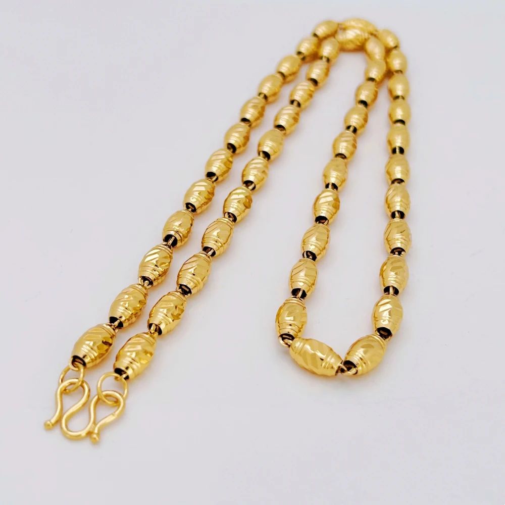 Dubai Gold Plated 6mm Hollow Beaded Chain Necklaces for Men 24 inch Collar High Quality Luxury Jewelry Party Gifts