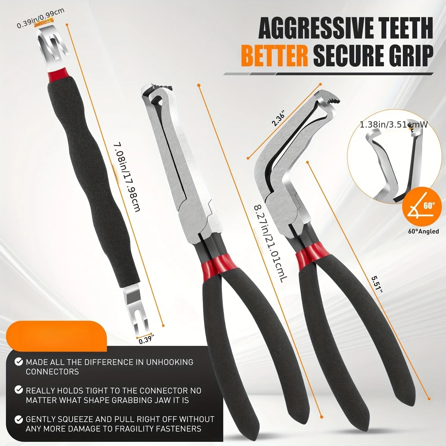 1/2/3pcs Electrical Disconnect Pliers Connector Separator 60 Degree for Electrical Wiring MAF Sensors Fuel Injectors Coils