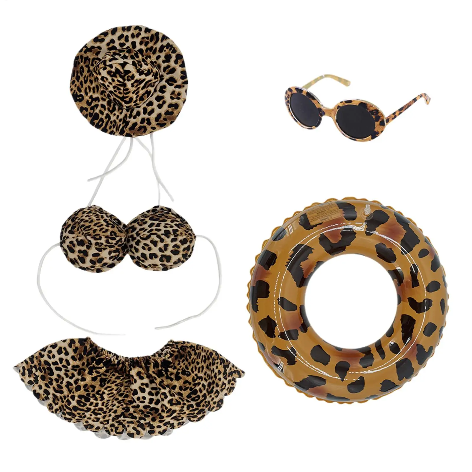 23 Inch Porch Goose Outfits Bikini With Swim Ring Hat Leopard Decoration Large Porch Goose Outfits For Garden Parties Festivals