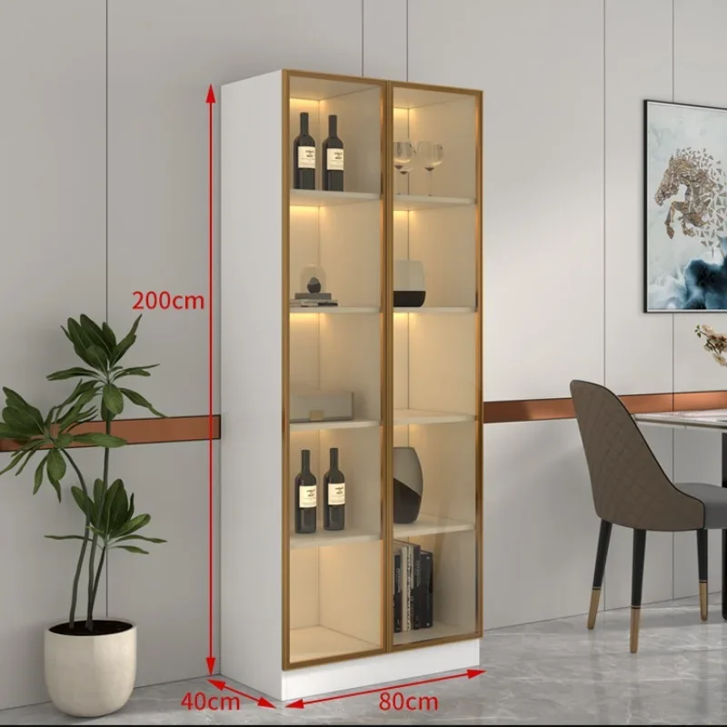 Display Wall Wine Cabinet Living Room Racks Home Storage Wine Cabinet Kitchen Glass Mueble Licorera Restaurant Furniture QF50JG