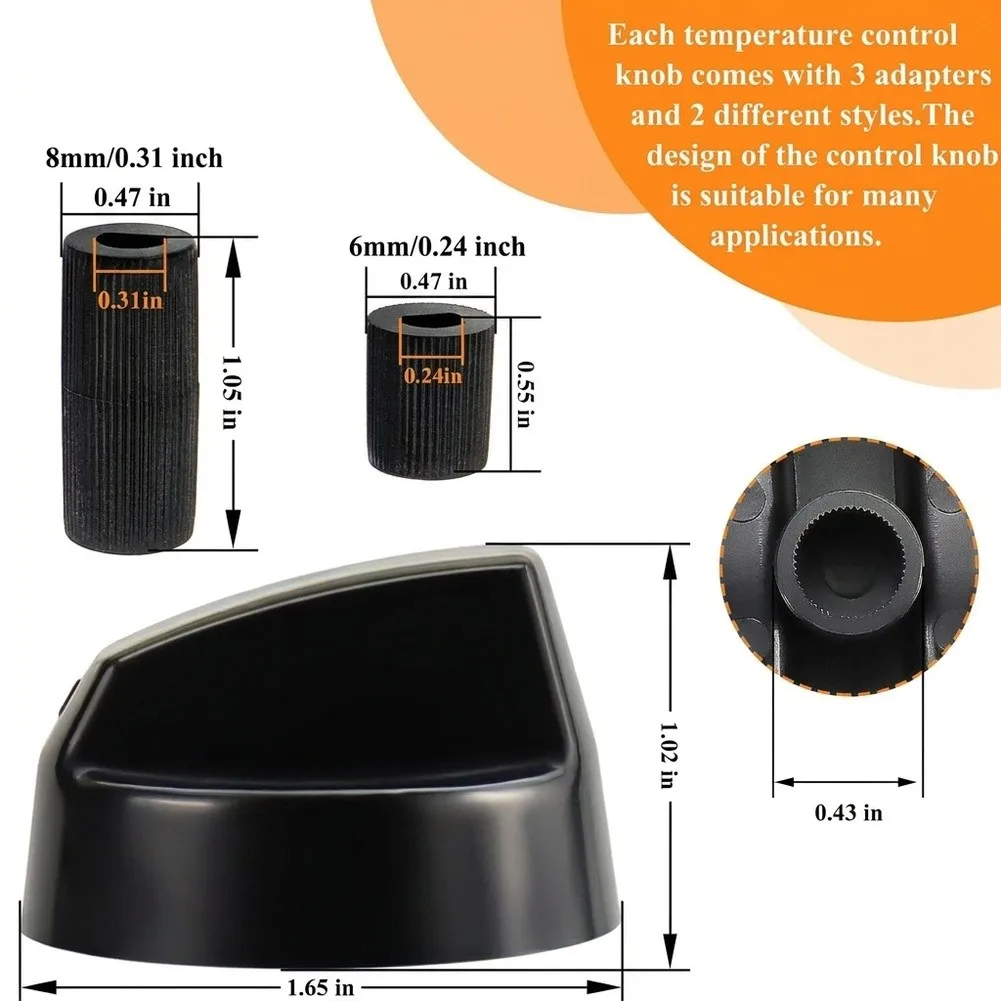 8 Piece Gas Stove Knob Set with 8 Long 16 Short Connectors Fits For 6mm 8mm Shaft Diameter for Gas Cooktops Ovens