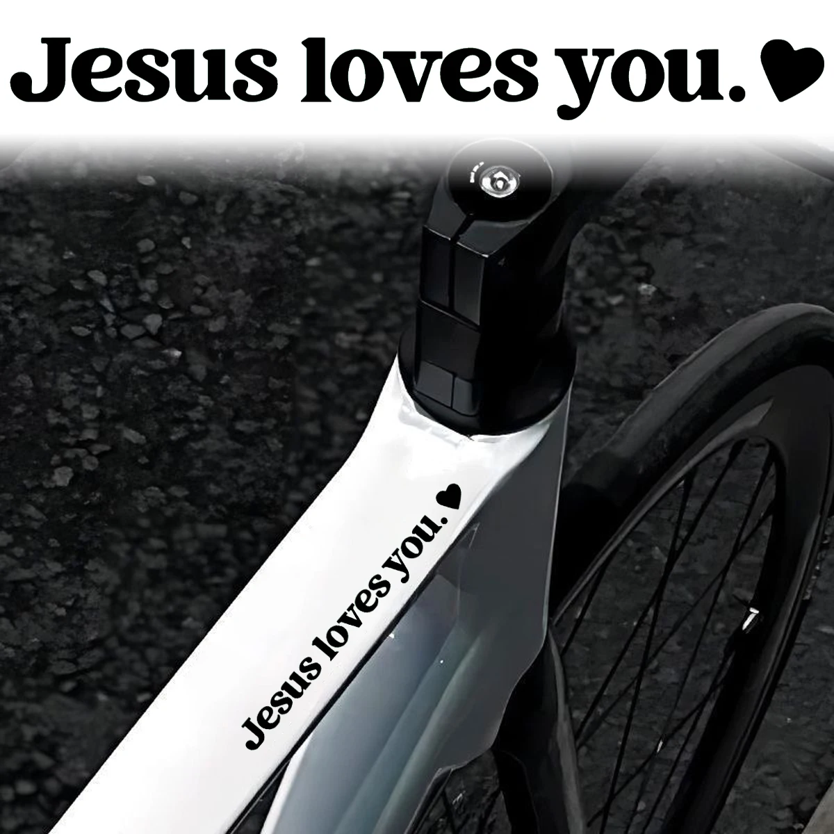 1 par jesus te ama texto bicicleta e-bike quadro adesivos corpo da bicicleta estrada mtb bicicletas tubo garfo dianteiro moto decalques de vinil acessórios