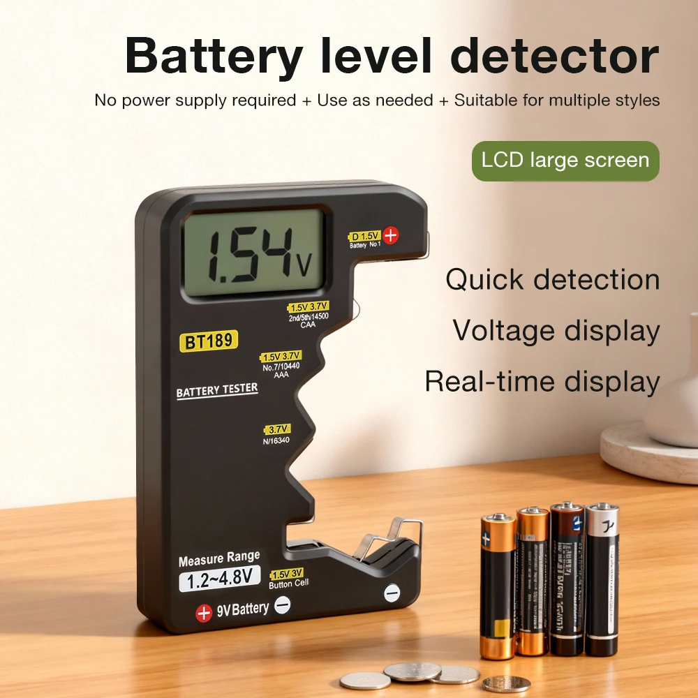 Universal Battery Tester BT189 Battery Level Detector C D AA AAA 9V Button Cell Meter Visual Display Battery Testing Tester Tool