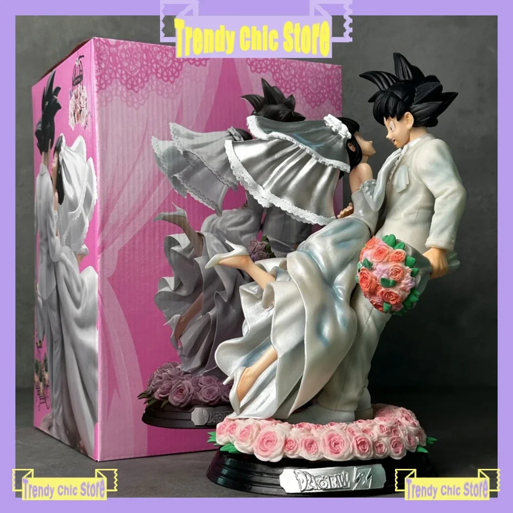 Dragon Ball Z Figure Son Goku Figure Chichi Version de mariage 31CM PVC Statue modèle à collectionner Couple cadeau de mariage