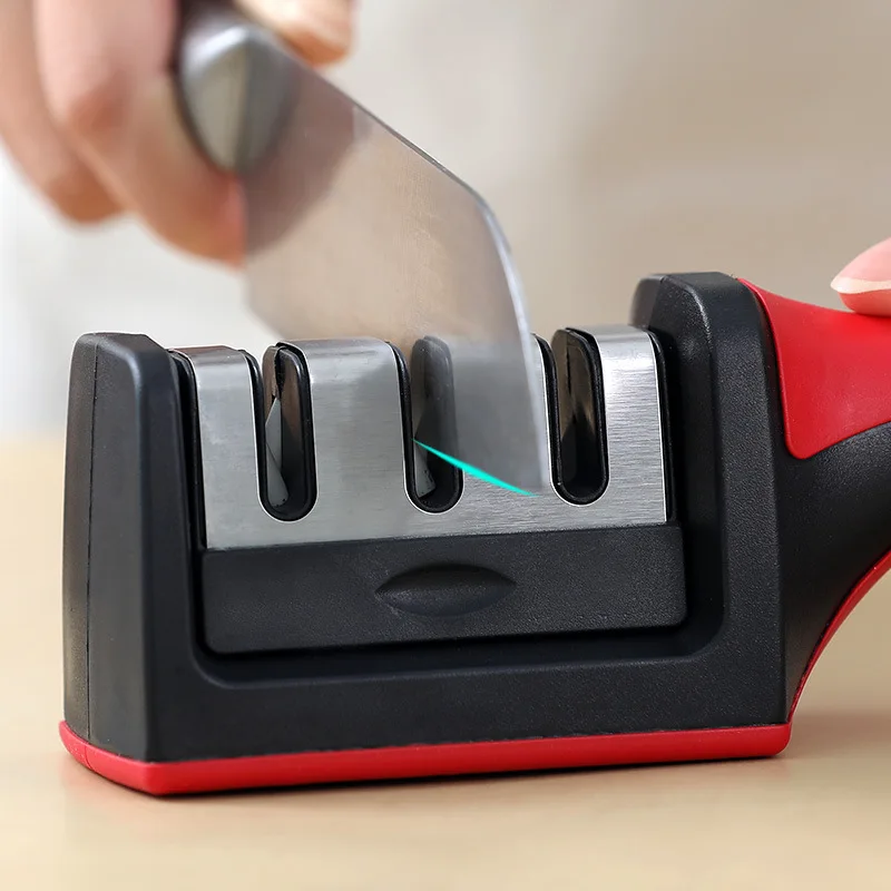 Professional Knife Sharpener 3 Stages Type Quick Sharpening Tool Whetstone Stick Kitchen Gadget Non-slip Base Sharpener Tool