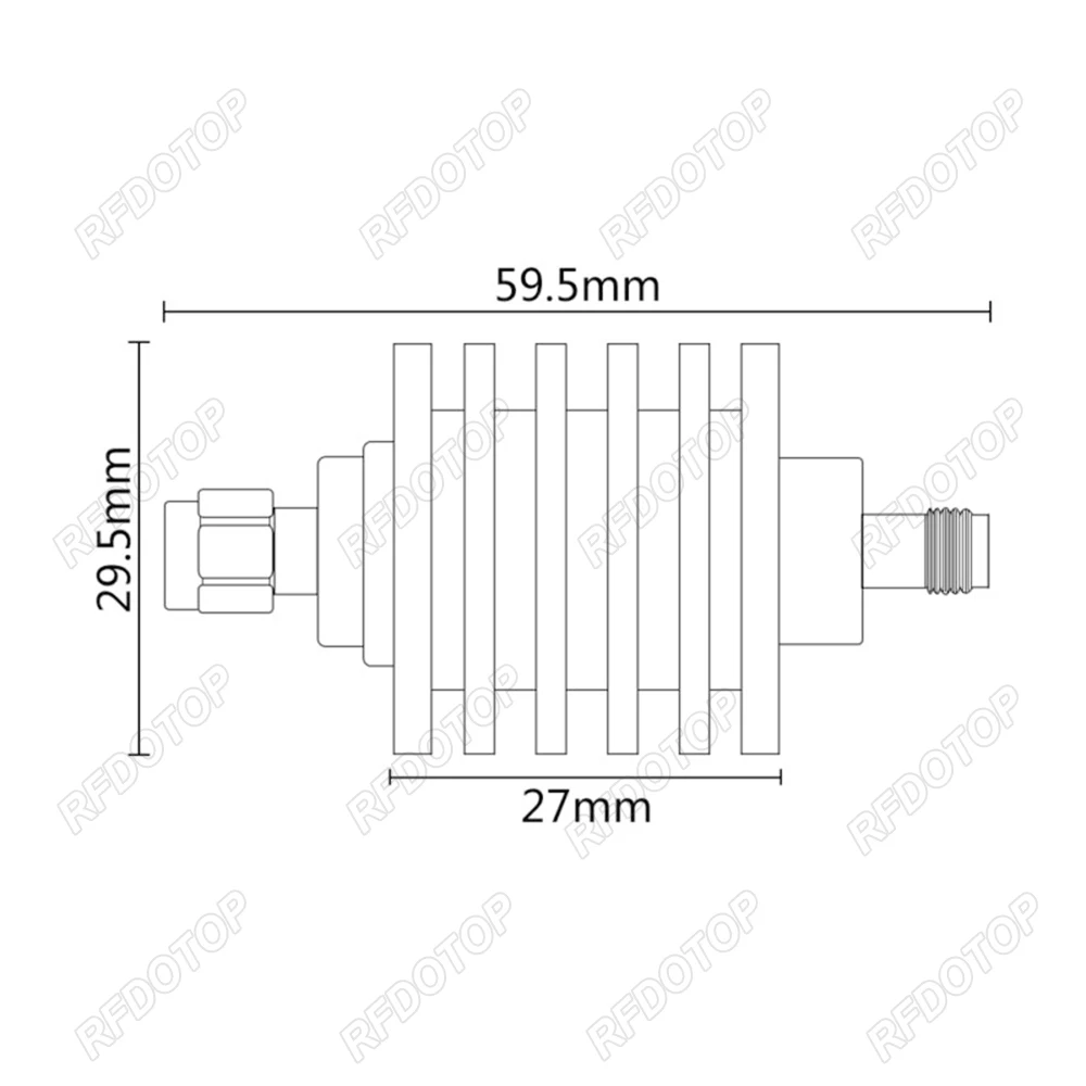 10W DC-3.0GHz SMA Male to SMA Female RF Attenuator 1~50dB Attenuator SMA Fixed Connectors 304 Stainless Steel 50 Ohm