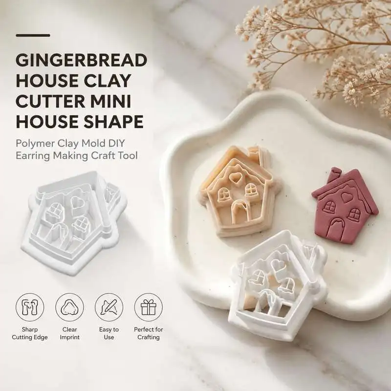 Gingerbread House Shape Polymer Clay Earring Cutter Mould For DIY Handmade Jewelry Clay Craft Art Project Making