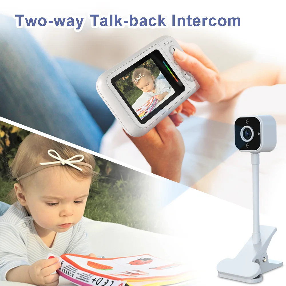 WOUWON Monitor de bebé Babyphone Video cámara de bebé Monitor Bebe Nanny HD 3,2 pulgadas LCD conversación bidireccional PTZ canciones de cuna para recién nacidos