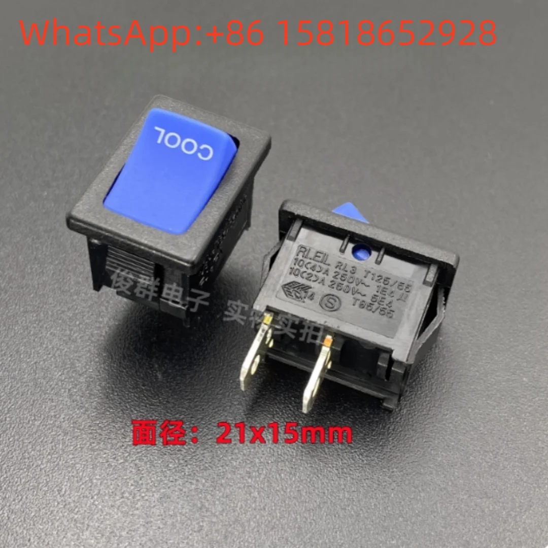 5pcs Taiwan RLEIL RL3 reset rocker switch 2 positions 2 pins normally closed push button power rocker switch 10A blue key