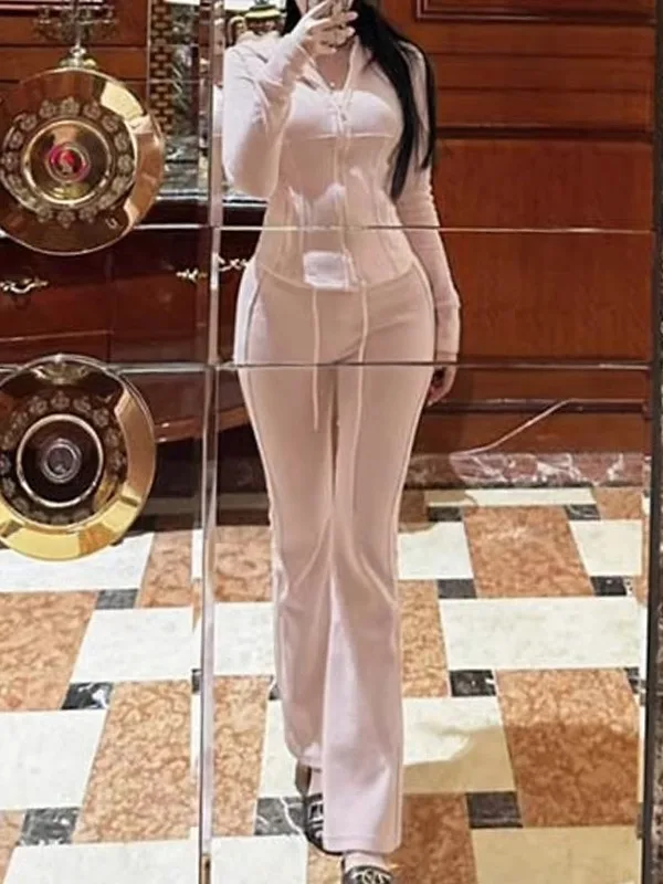 

Fashionable Hooded Slim Fit Jacket And Casual Pants Set Women's Style Dongda Gate New Arrival Sexy Korean System Clothing