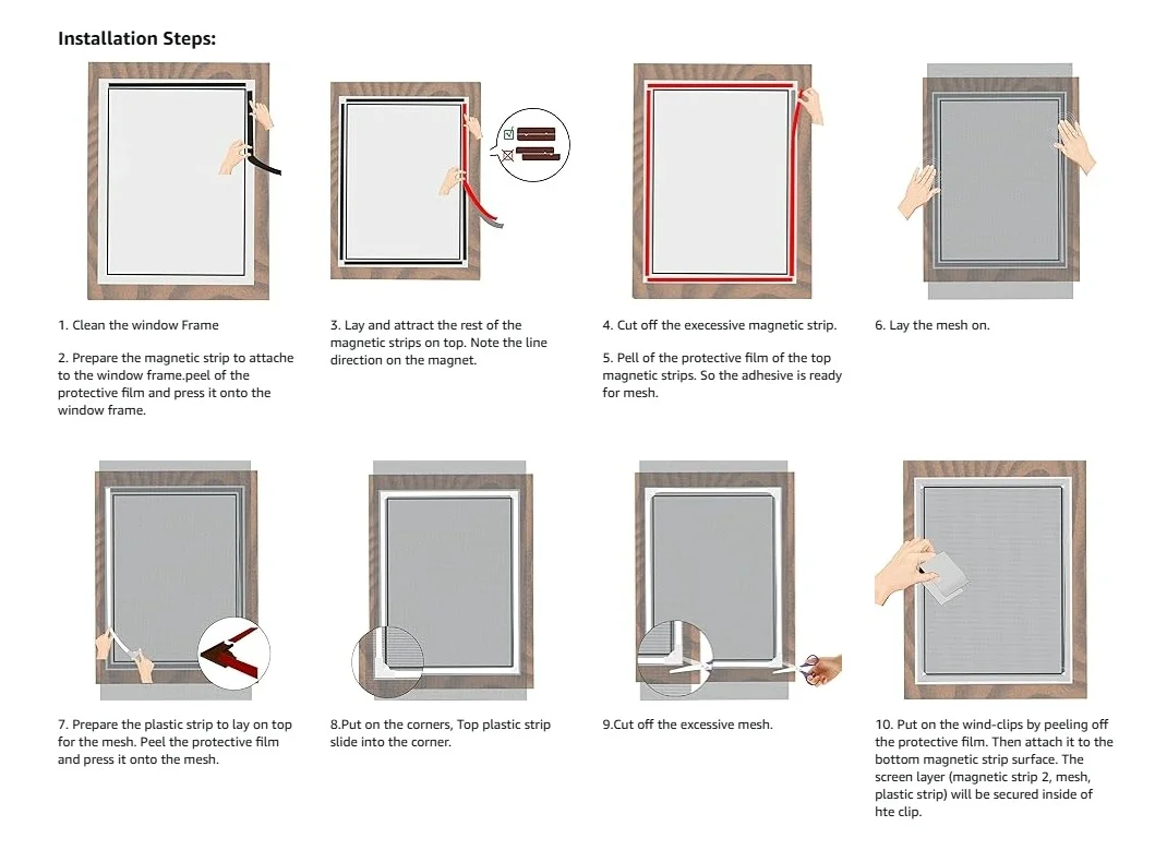 Magnetisches Moskitonetz, Selbstklebender Unsichtbarer Fensterschutz für den Haushalt, Robuster Automatisch Schließender Magnetischer Fenstervorhang – Detail 20