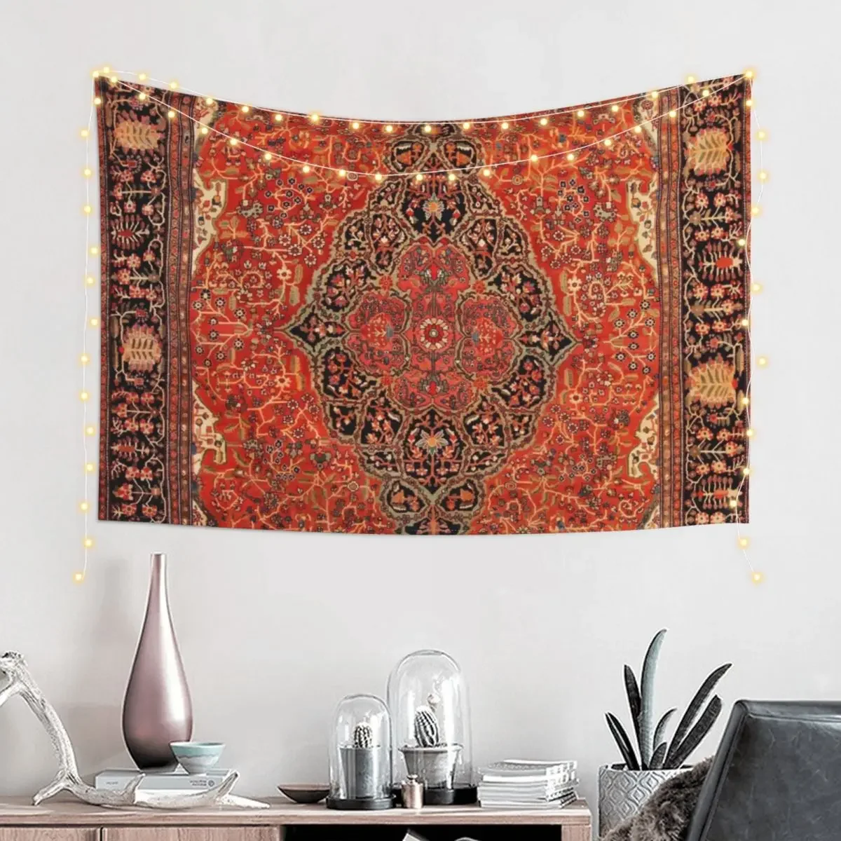 Antique Persian Sarouk Farahan Rug Print Tapestry Wall Tapestries Decoration Bedroom Funny Wall Hanging Wall Tapestry