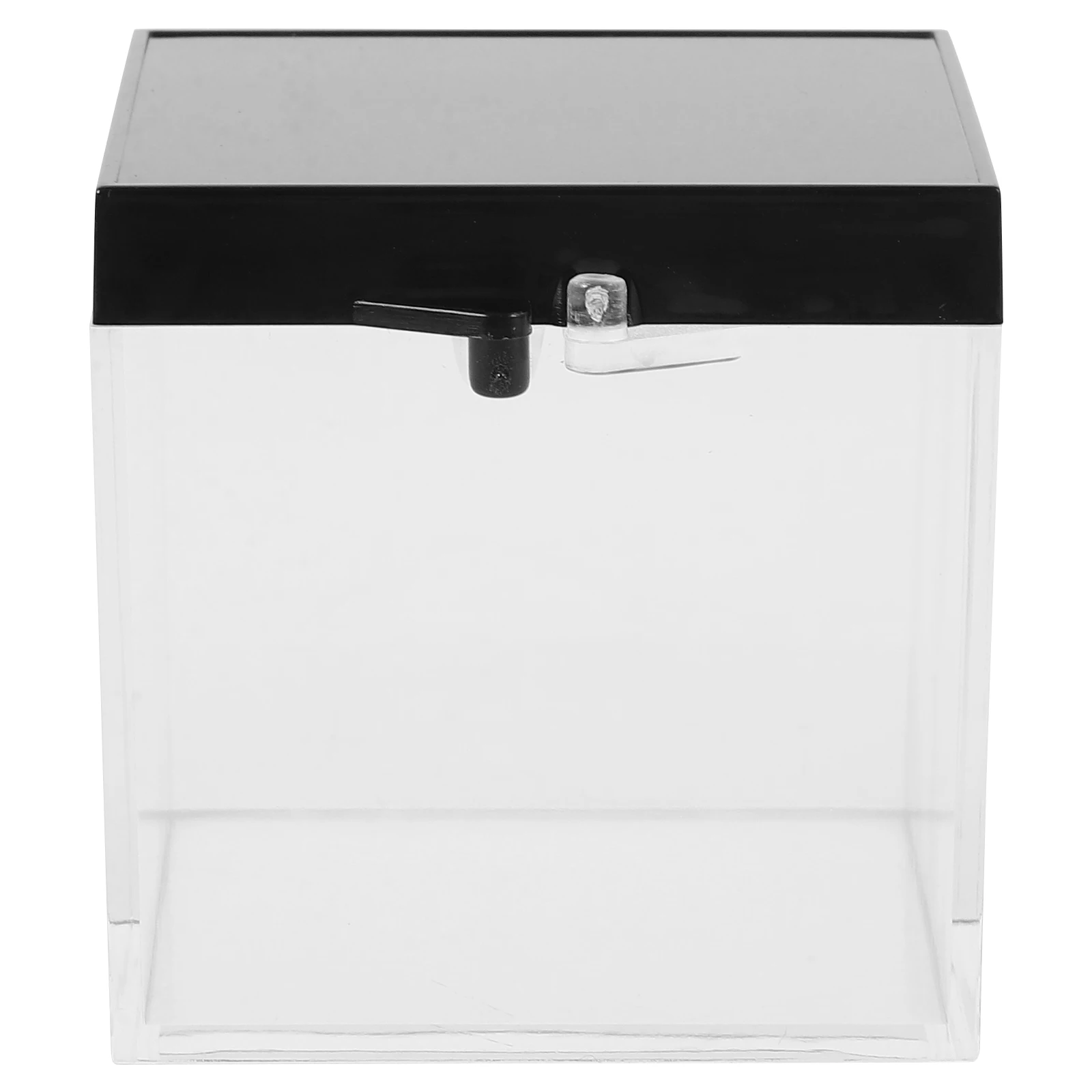 

6pcs Transparent Display Boxes 5.1x5.1x5.1cm Black Lid Strong Mineral Specimen Storage Case Acrylic Containers