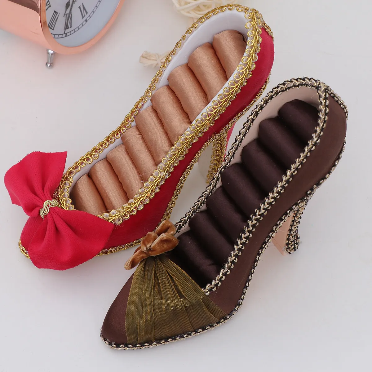 High Heel Jewelry Storage Stand Display Organizer for Ear Studs Rings Pendants Stylish Functional Home Decor Dark Brown