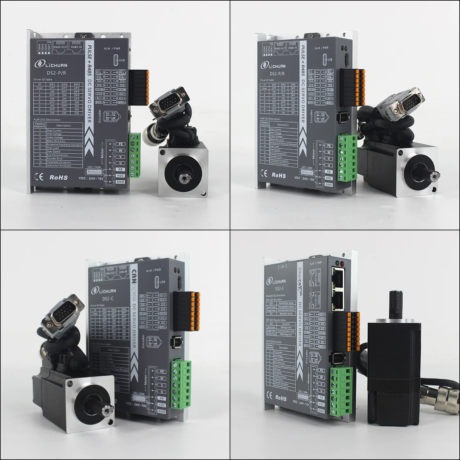 Sterownik silnika serwo DC EtherCAT 100W-1KW, sterowniki silników DC, enkoder 17-bitowy 23-bitowy, silniki serwo DC 48V do CNC i robotyki