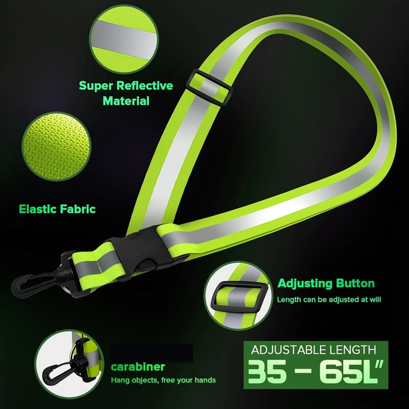 Reflective Sash For Walking At Night High Visibility Reflective Running Gear Night Nylon With 2 Pcs Reflective Armbands