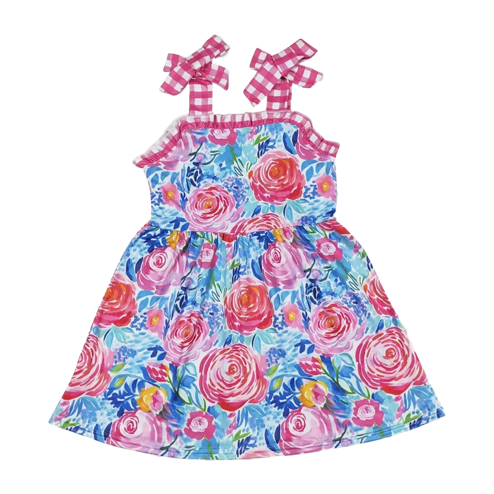 

Kids Dresses For Girls Baby Girls Blue Flowers Straps Knee Length Dresses