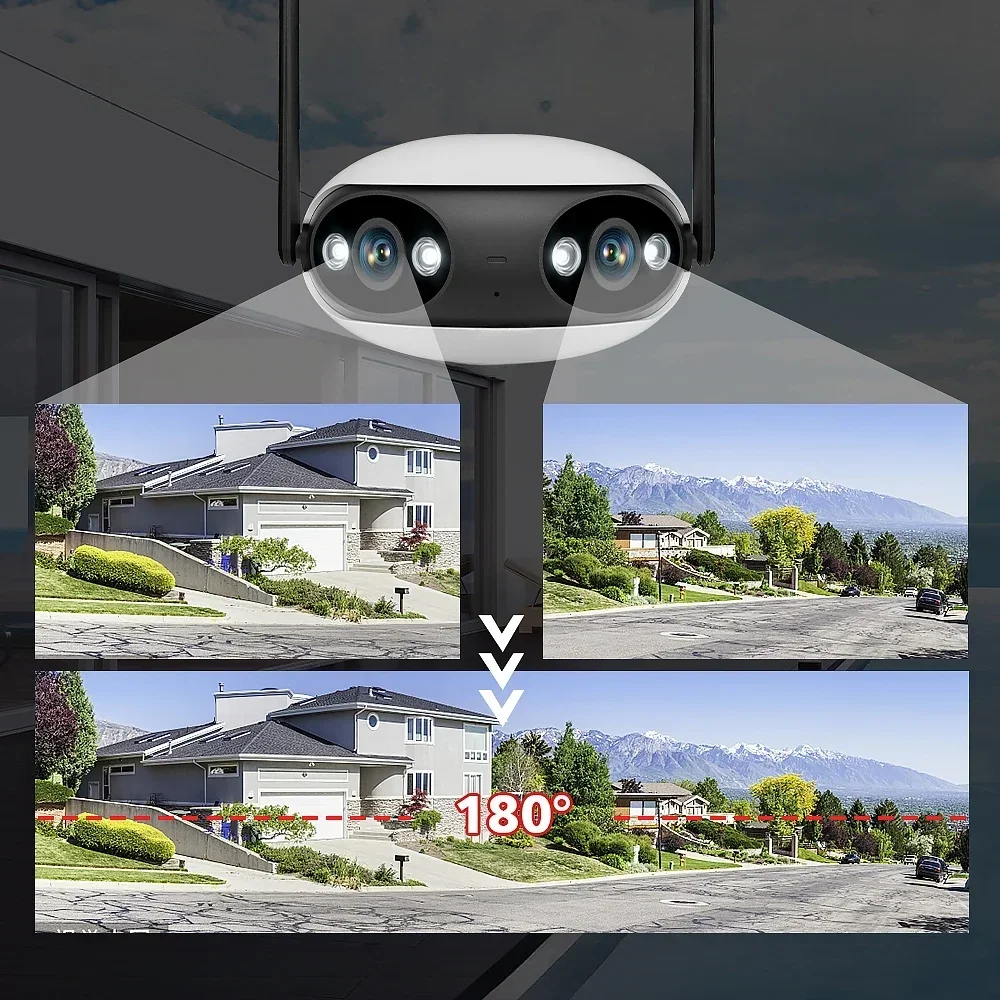 180 °   Lente dupla exterior larga da câmera IP WIFI POE da câmera de vigilância de segurança