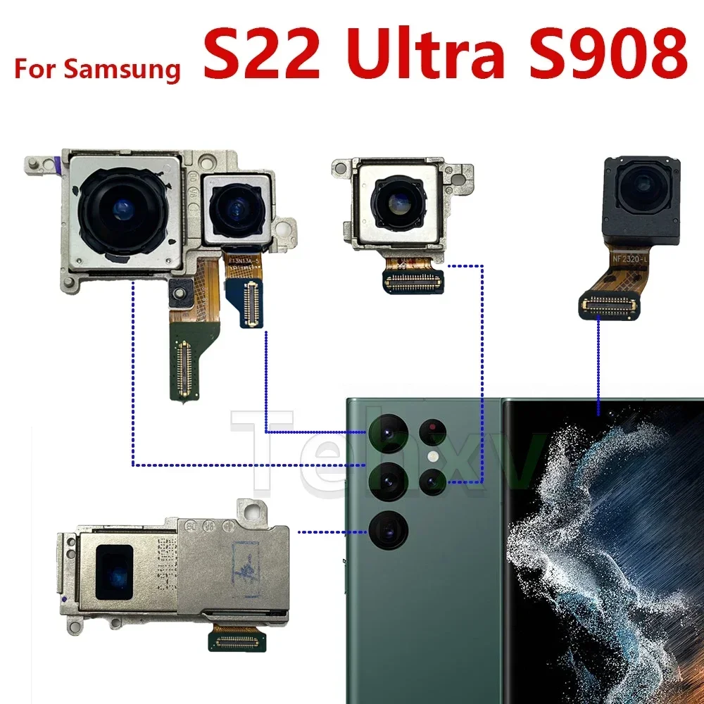 Good Rear Front Camera For Samsung Galaxy S22 Ultra 5G S908B S908U S908E S9080 Back Main Rear Telephoto Wide Camera Module